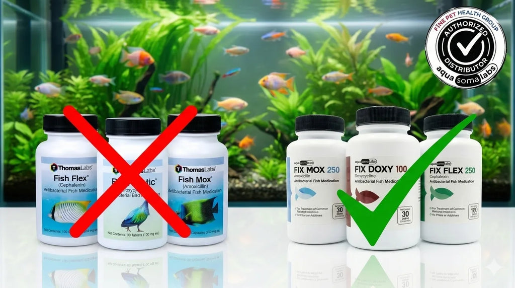 Discontinued Thomas Labs Fish Mox and Fish Flex vs Aqua Soma Labs replacements comparison