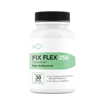 Fish Flex (Cephalexin) 250mg 30 Count - Fish Antibacterial for Soft Tissue Bacterial Infections