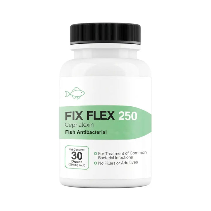 Fish Flex (Cephalexin) 250mg 30 Count - Fish Antibacterial for Soft Tissue Bacterial Infections