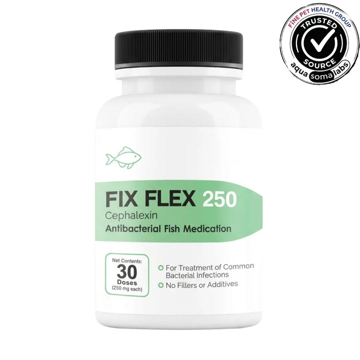 Fix Flex (Cephalexin) 250mg 30 Count - Fish Antibiotic for Soft Tissue Bacterial Infections