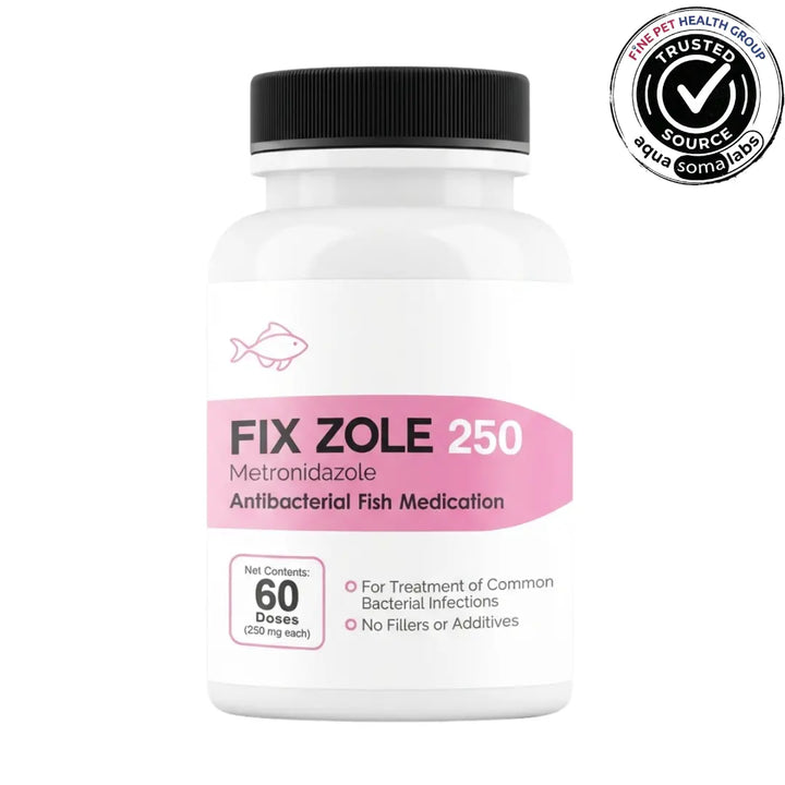 Fix Zole (Metronidazole) 250mg 60 Count - Fish Medication for Hexamita and Hole-in-the-Head