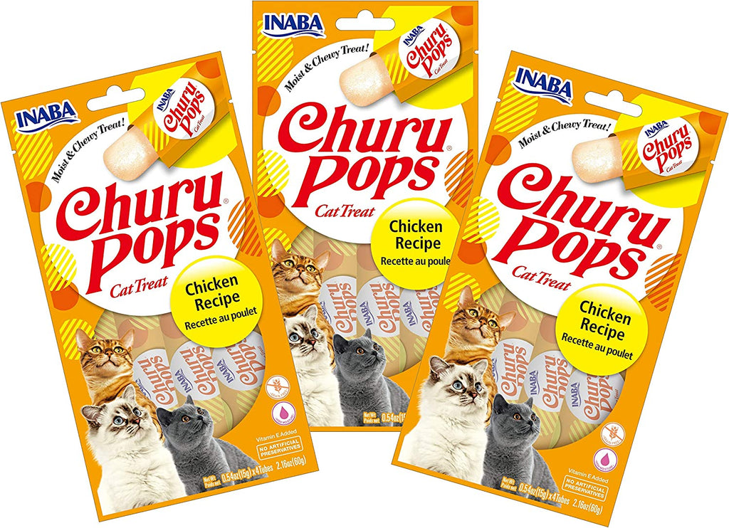 INABA Churu Pops Moist and Chewy Cat Treat 3 Flavor Variety Pack 24 Tubes
