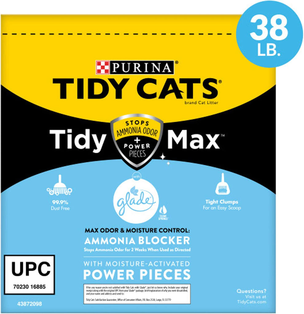 Purina Tidy Cats Clumping Cat Litter, Tidy Max Glade Tough Odor Clear Springs Multi Cat Litter - 38 Lb. Box