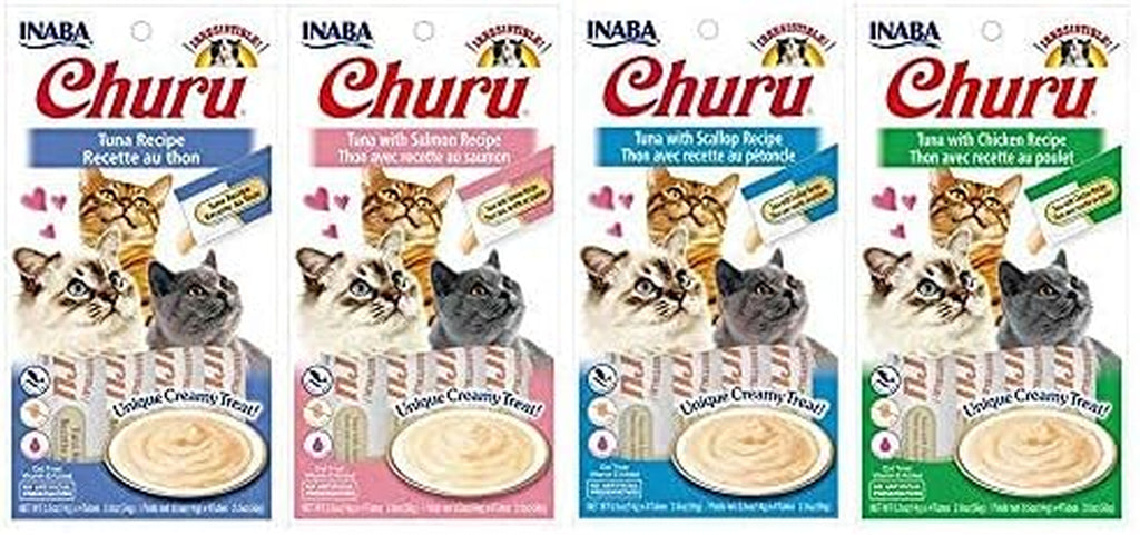 INABA Churu Lickable Purée Natural Cat Treats (Tuna Variety Pack, 16 Tubes)