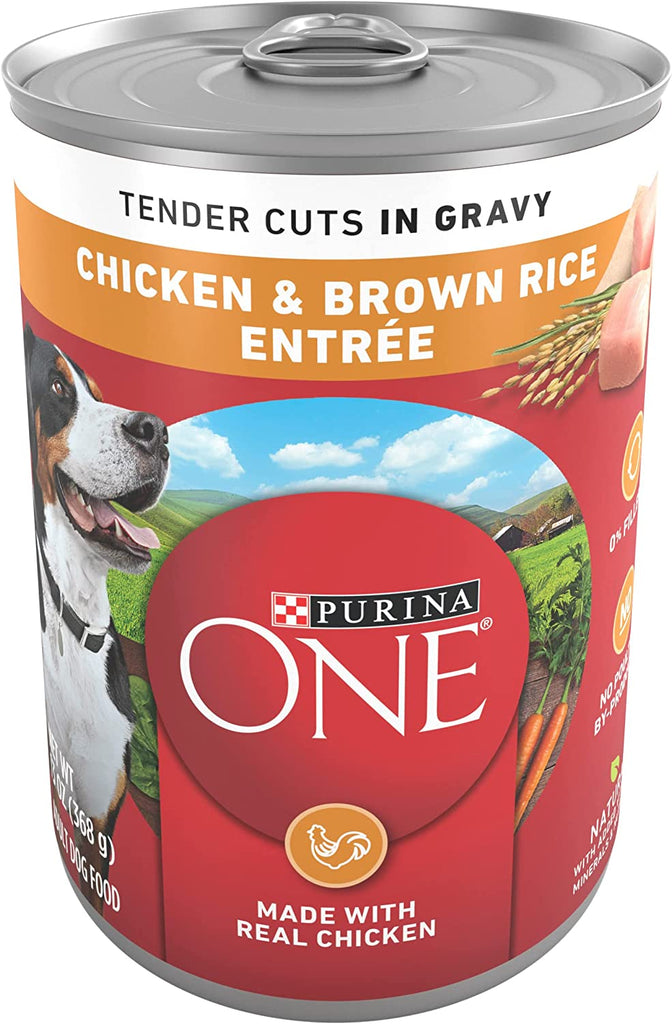 Purina One High Protein Classic Ground/Tender Cuts in Gravy Wet Dog Food Cans